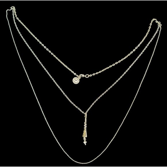 Vintage Sweet Romance Silvertond Multiple Chain Y-pendant Necklace - Picture 2 of 5